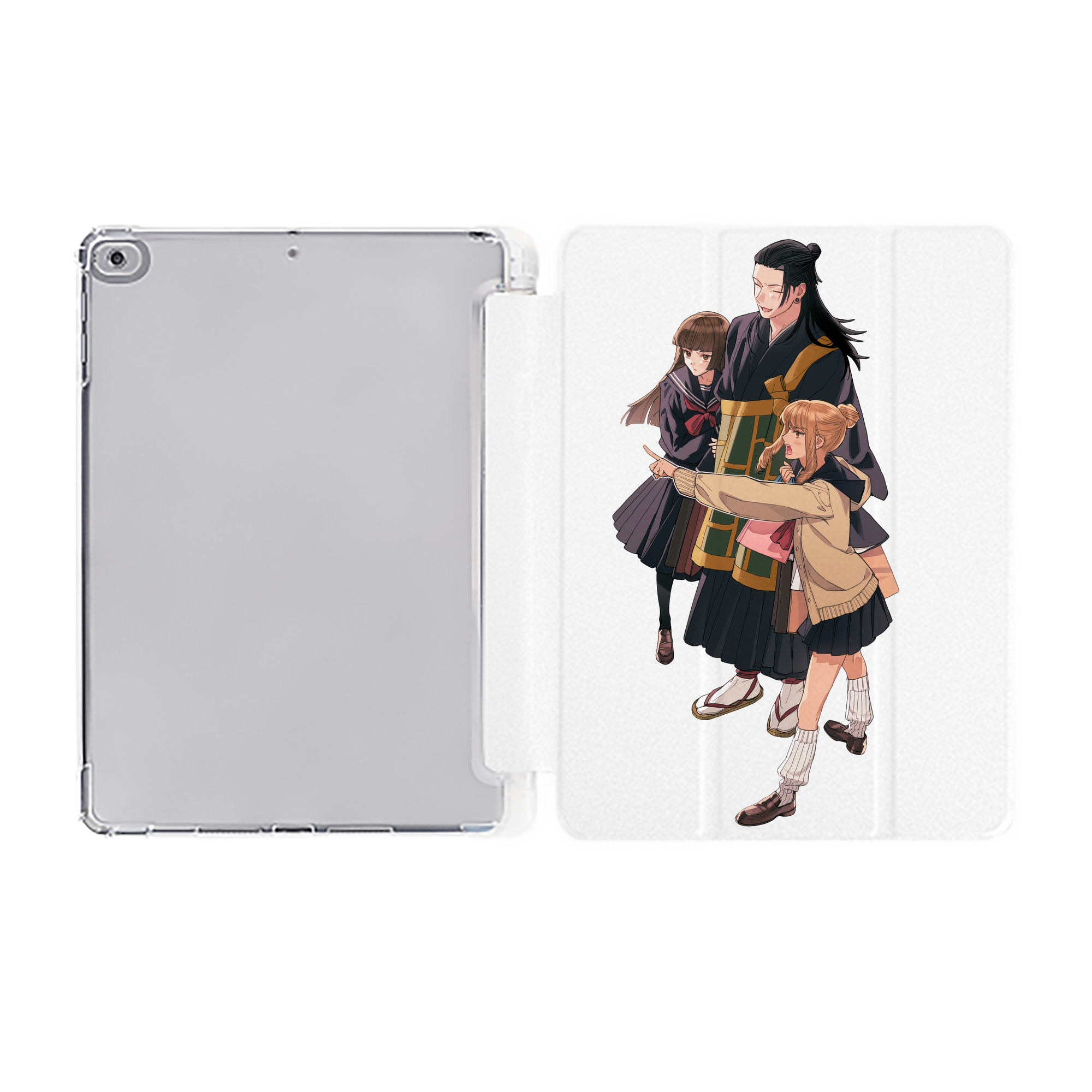 （画像用） 呪術廻戦 Jujutsu Kaisen IPad ケース ペン収納付き 三つ折りスタンド PUレザー×シリコン 対応機種9.5/10.5/10.9インチ